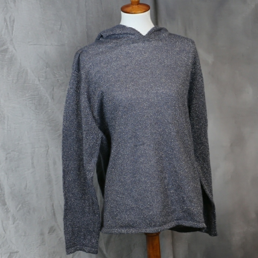 Jones New York dusty blue metallic silver hoodie L